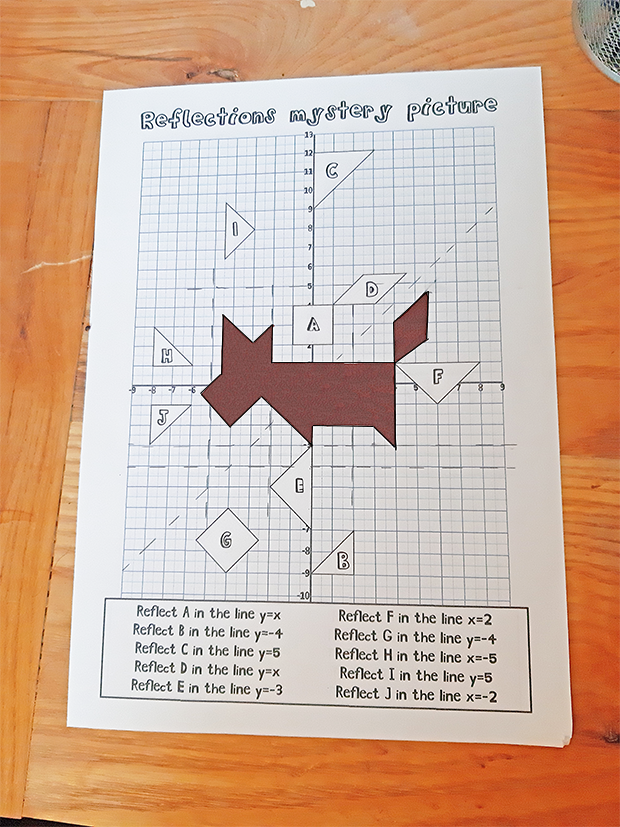 Describing Reflections Geometry Worksheet 14 Eighth grade geometry worksheet featuring coordinate plane problems for practicing reflection transformations