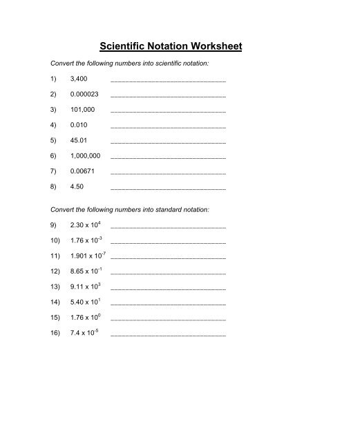Scientific Notation to Standard Form Worksheet 20 Eighth grade math worksheet showing problems that require matching scientific notation to standard form