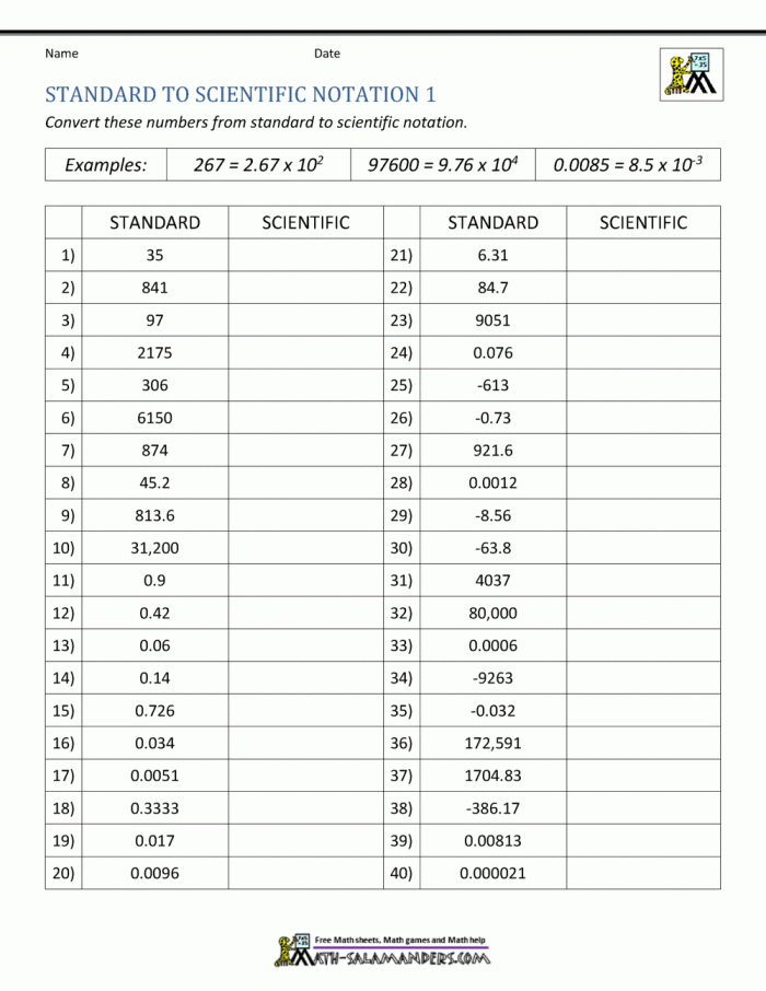 Matching Numbers in Scientific Notation and Standard Form Practice Activity 13 Eighth grade students matching scientific notation expressions to standard form numbers on a practice worksheet