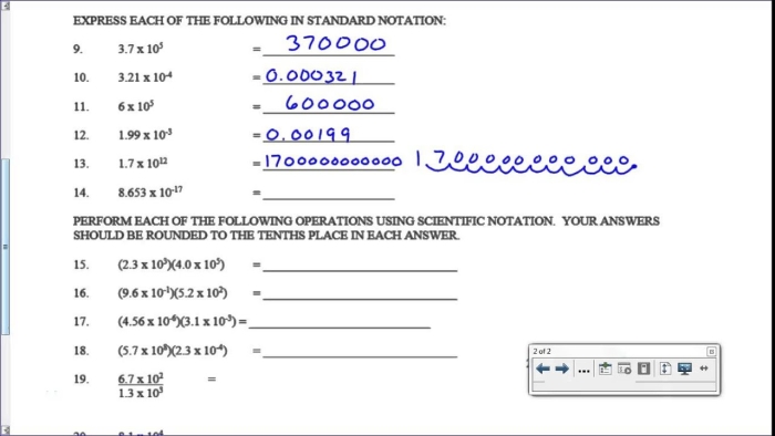Worksheet for understanding scientific notation concepts in eighth-grade math Eighth-grade worksheet on converting numbers in scientific notation to standard form