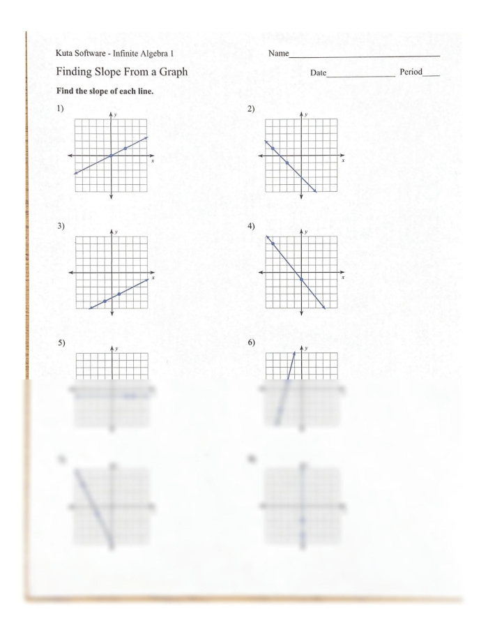 A worksheet for eighth graders focused on determining the slope from a graph. Eighth Grade Math: Finding Slope From a Graph Worksheet Image 13.