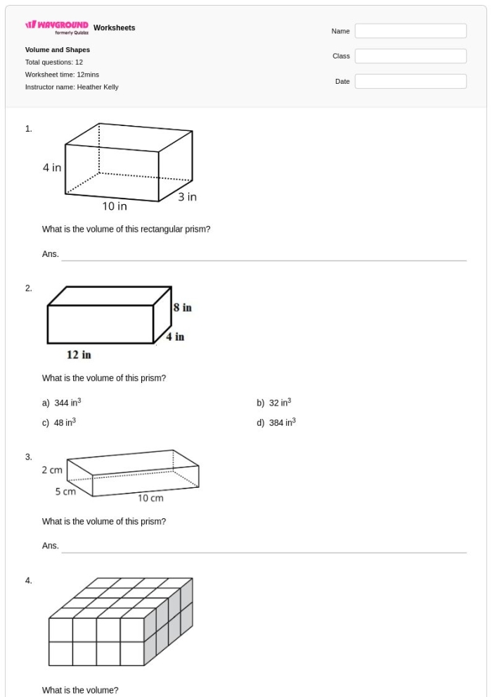 Volume of Spheres Worksheet Four for Eighth Grade Geometry Eighth grade geometry worksheet featuring practice problems for calculating the volume of spheres with mixed operations