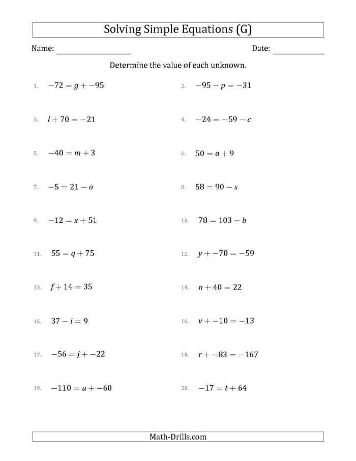 Eighth grade student working on a Solve Multi-Step Equations Quiz worksheet 17
