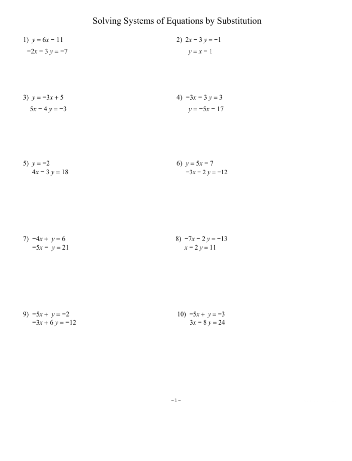 Worksheet image showcasing substitution method for solving word problems in eighth-grade math Eighth-grade student working on a substitution worksheet for systems of linear equations word problems