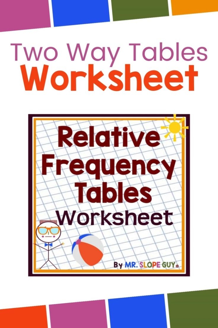 Eighth grade student working on a Constructing Two-Way Relative Frequency Tables math worksheet
