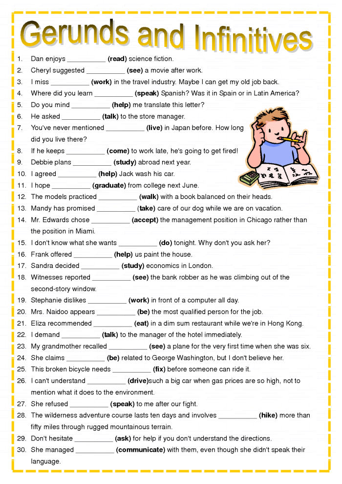 Addition worksheet for Eighth Grade Worksheet for identifying gerunds, infinitives, and participles in eighth-grade grammar. Engaging one-page resource for mastering verb forms and their uses.