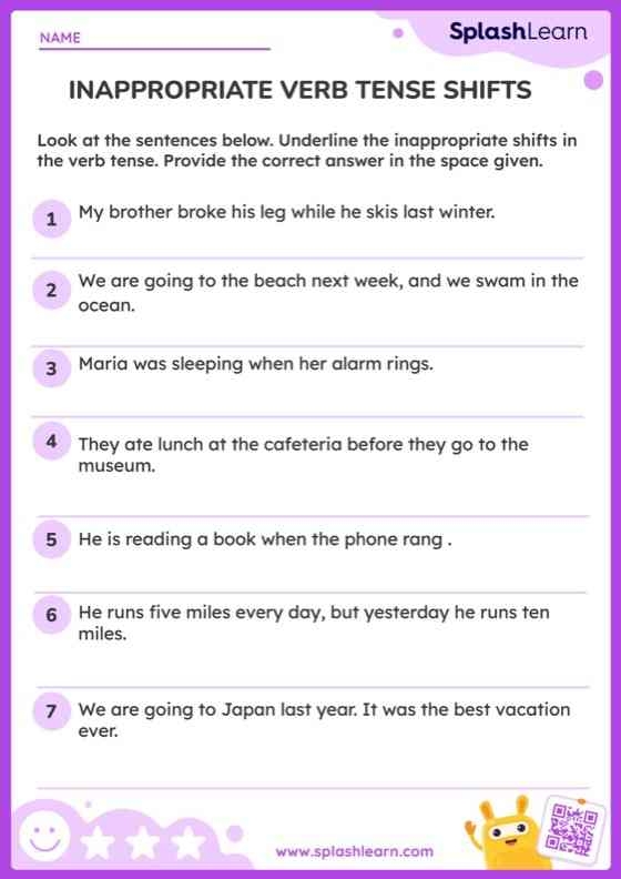 Numbers and Counting worksheet for Eighth Grade Eighth grade grammar worksheet focused on correcting shifts in verb voice from passive to active. Worksheet image showcasing exercises for students to improve their writing skills.