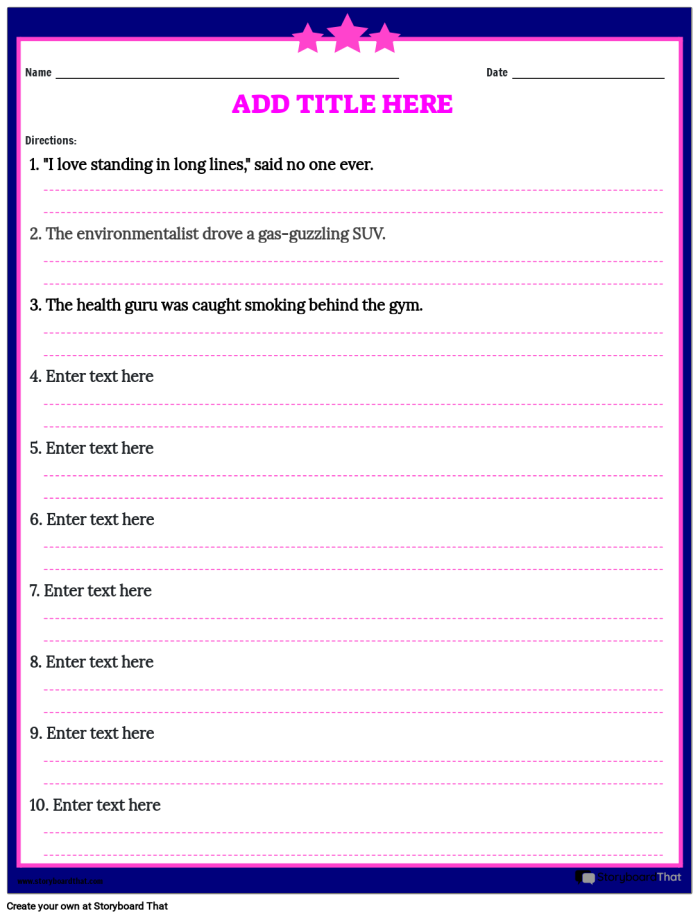 Addition worksheet for Eighth Grade Eighth grade verbal irony worksheet featuring definitions and examples of sarcasm, exaggeration, and understatement. Explore figurative language concepts with this engaging educational resource.