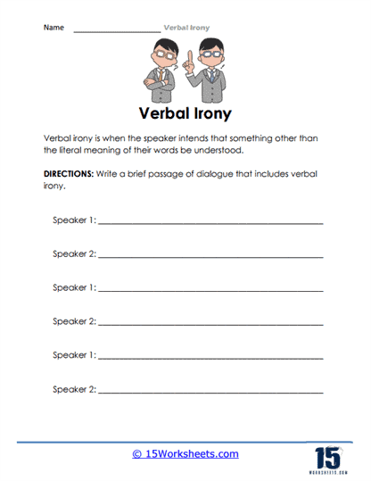 Addition worksheet for Eighth Grade Eighth grade worksheet focused on verbal irony, featuring definitions and examples of sarcasm, exaggeration, and understatement. Engaging visual for understanding figurative language concepts.