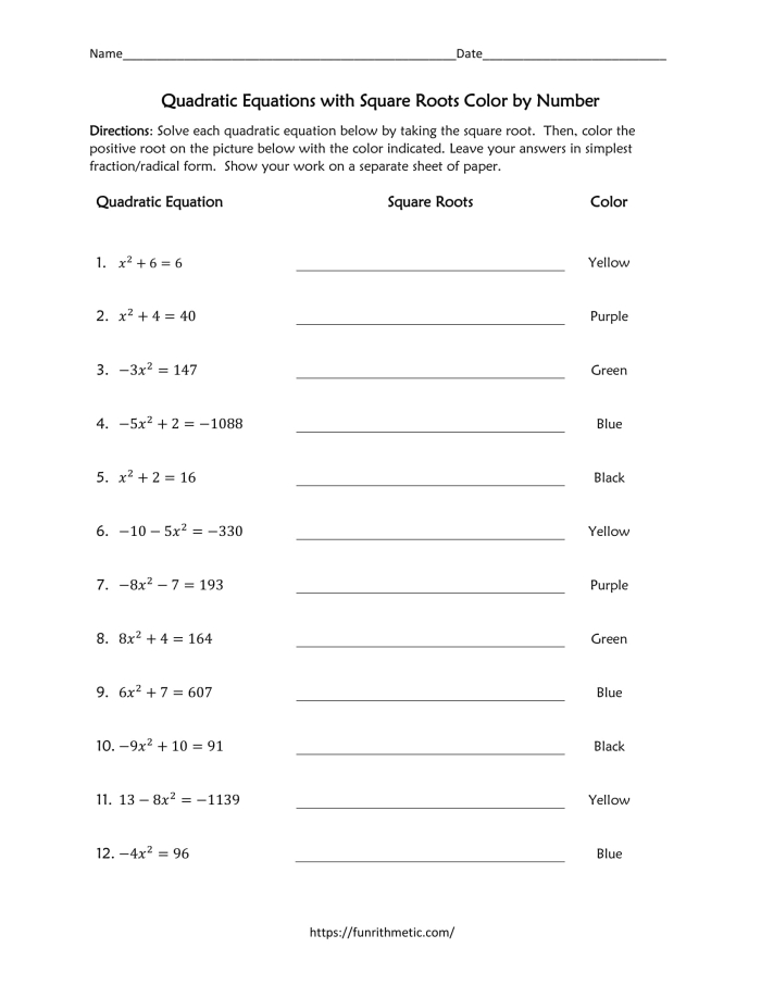 Eighth grade student solving quadratic equations by taking square roots of both sides