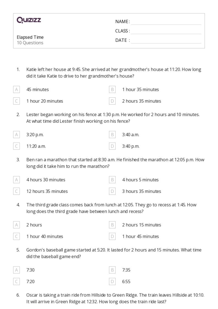 Practice solving fun time-related questions like baking and movie schedules Worksheet featuring elapsed time addition problems for third graders