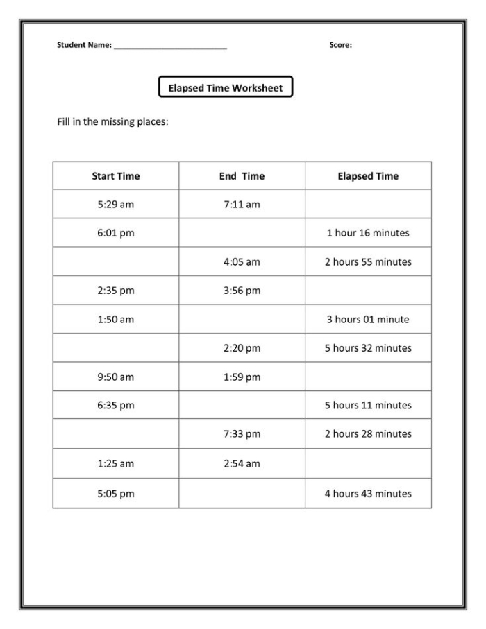 Elapsed Time Worksheet for Third Grade Life Science Lesson Four Third grade student practicing elapsed time calculations on a How Much Time Has Gone By worksheet
