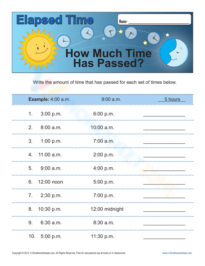 Calculating elapsed time worksheet for third grade students number seven Third grade student practicing elapsed time math problems on a Life Science worksheet