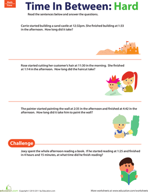 Elapsed Time Word Problems 1 worksheet for third-grade division practice