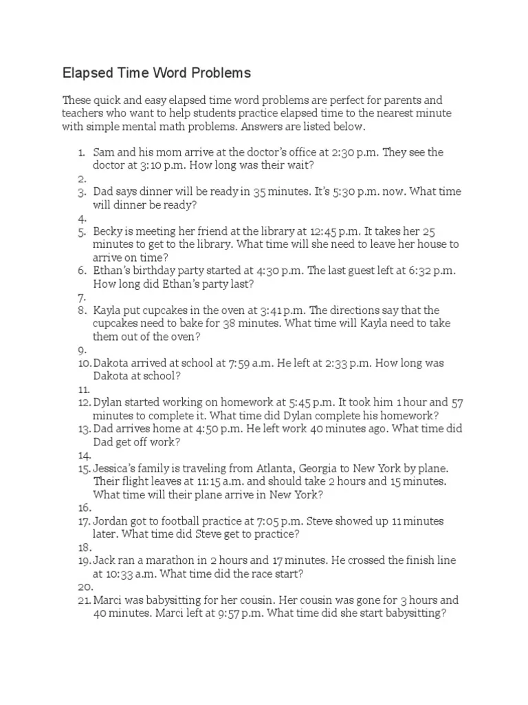 Visual representation of elapsed time practice for student engagement Worksheet featuring Elapsed Time Word Problems for third graders