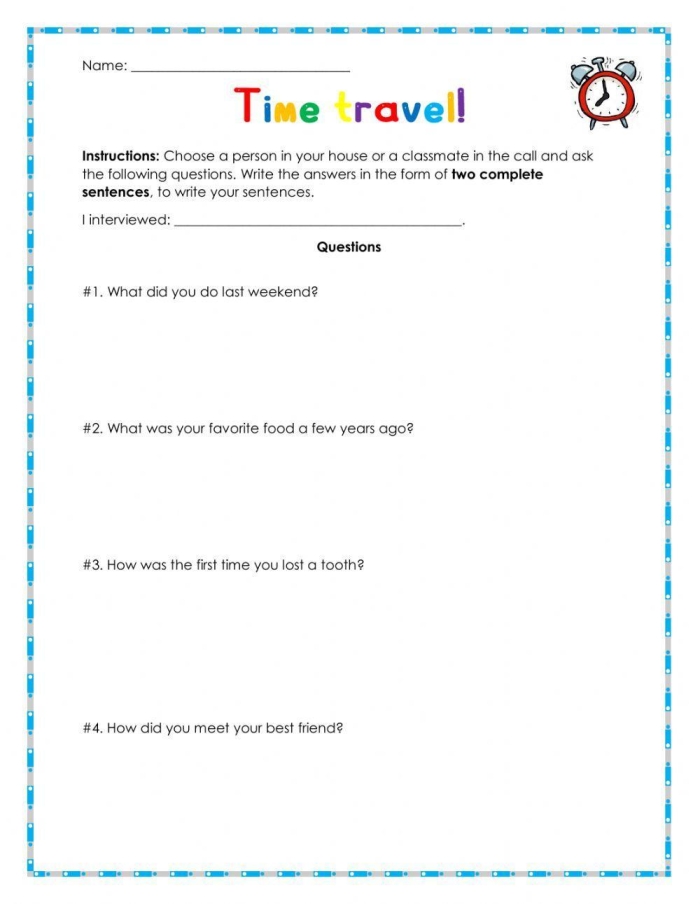 Worksheet featuring a clock for third graders to practice calculating elapsed time