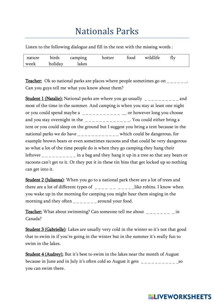 Colorful map of the United States showing all 50 states with space to locate and mark favorite national parks for second grade learners