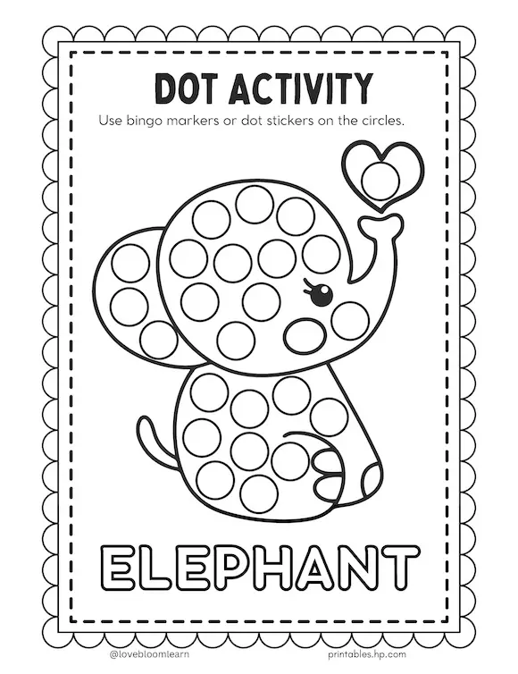 Elephant dot to dot worksheet for kindergarten students to connect and color. Fun educational activity featuring a playful elephant for young learners.