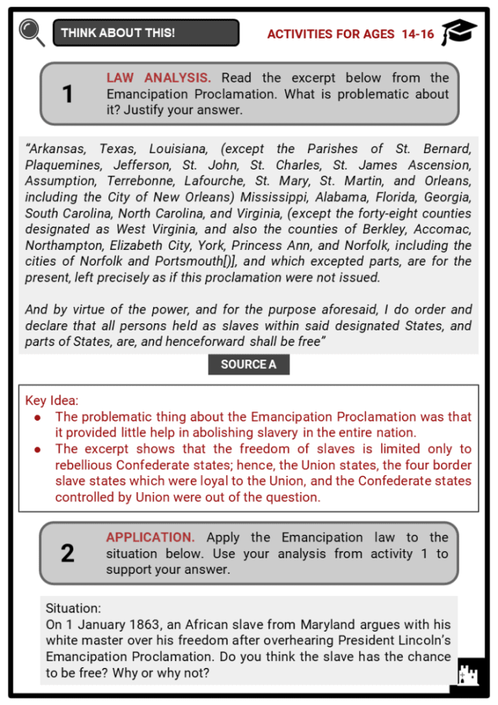 Educational resource for fourth grade students on the Emancipation Proclamation worksheet Worksheet featuring the Emancipation Proclamation for fourth graders with exercises and history overview