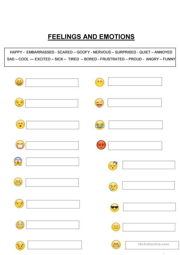 Emoji Emotions worksheet for third graders focusing on feelings and reflections through emoji prompts