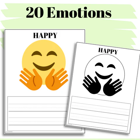 Third grade student using an Emoji Emotions worksheet to practice identifying feelings in algebra