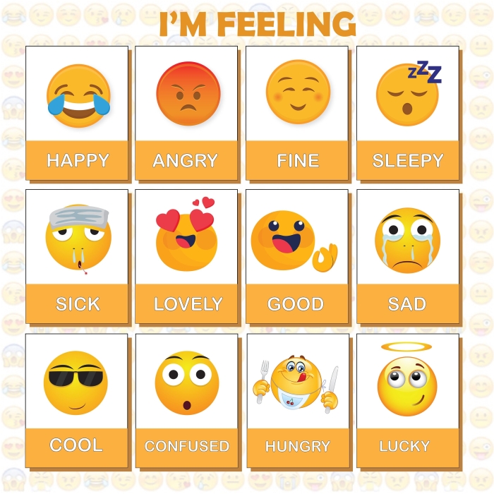 Third grade student identifying feelings by matching emoji prompts on an algebra worksheet