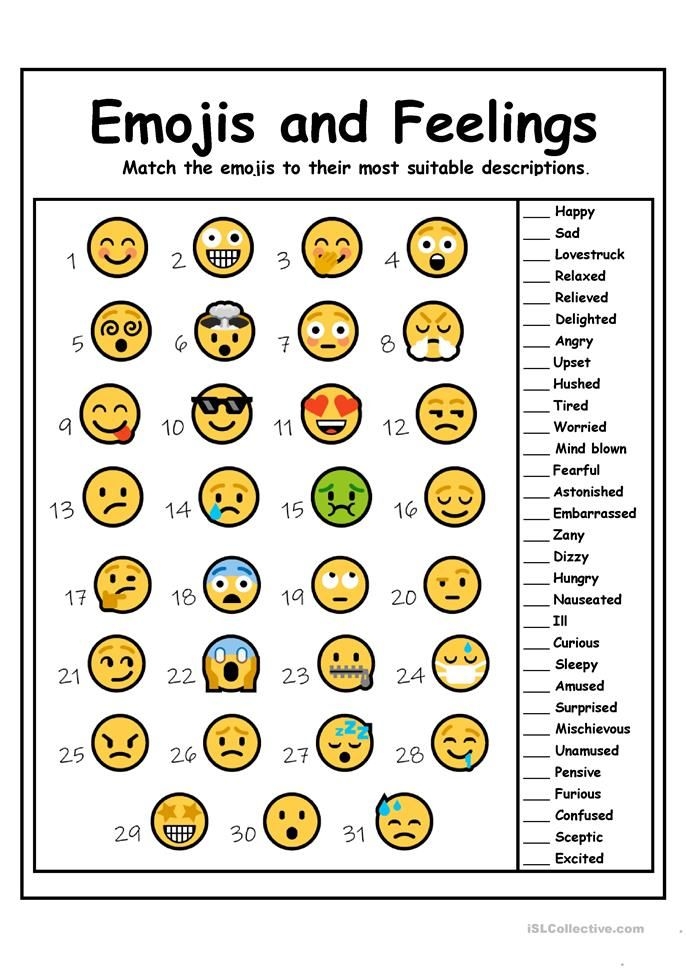 Third grade student completing an Emoji Emotions worksheet to identify feelings in algebra class
