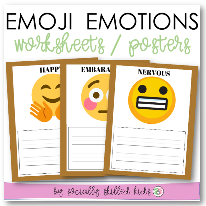 Emoji Emotions worksheet for third graders exploring feelings through emoji prompts