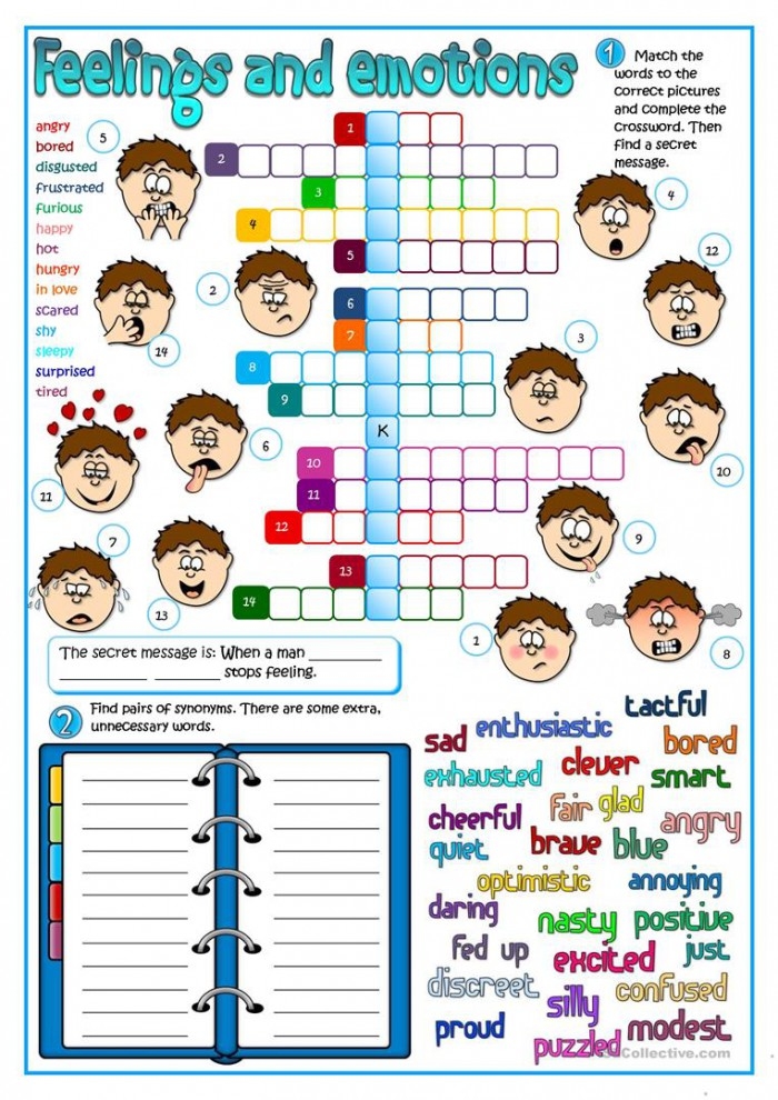 Worksheet for matching synonyms related to emotions like happy and excited. Happy or Excited? Emotion Synonym Matching Worksheet for fourth graders.