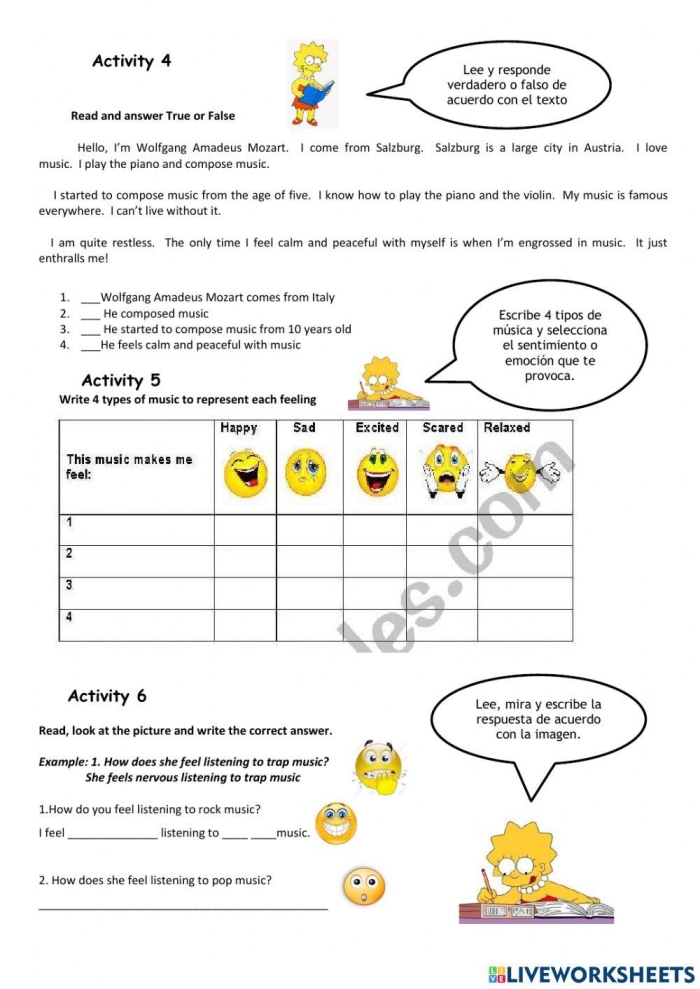 Emotions in Art Activity 25: Expressing Feelings Through Shapes and Colors Second grade student creating colorful shapes and designs to express their emotions through art on a worksheet