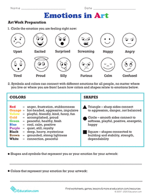 Emotions in Art Activity for Young Learners Number Seventeen A second grade student creating colorful shapes and designs to express their feelings and emotions through art