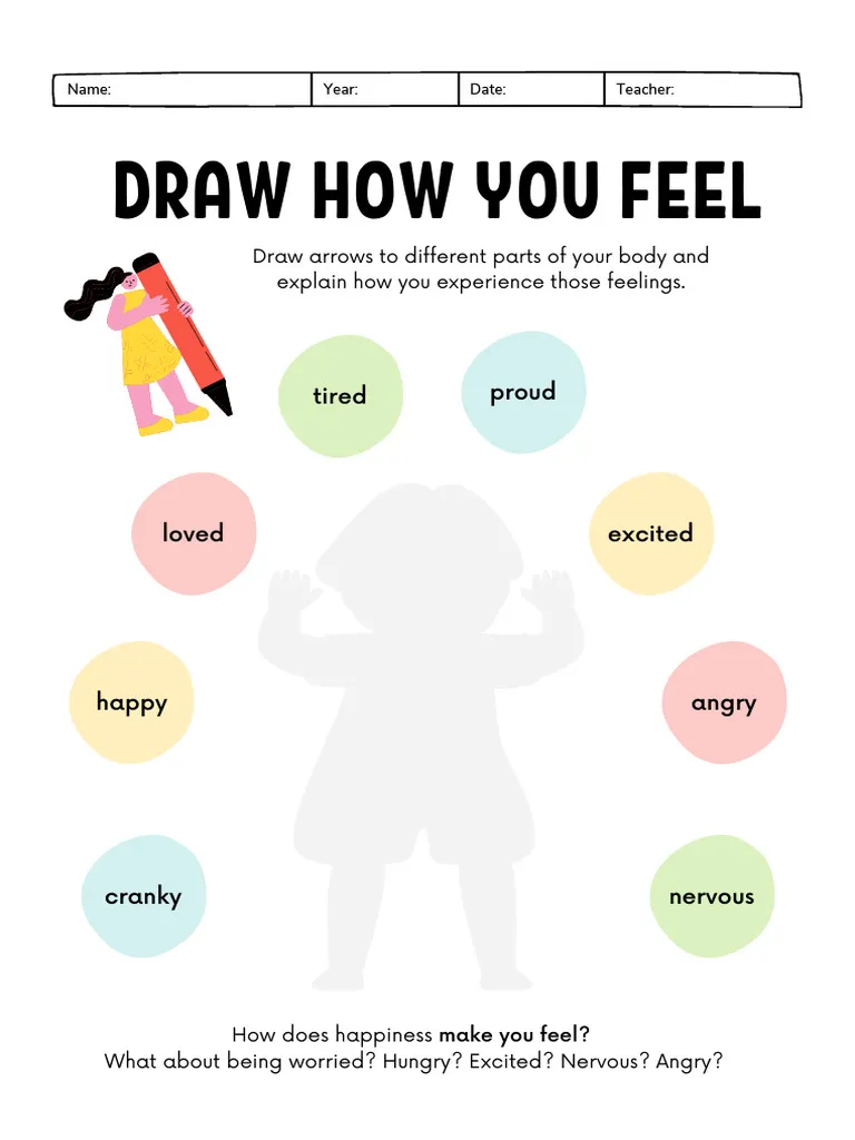 Emotions in Art Worksheet 16 Social Emotional Learning Activity Second grade student worksheet about using shapes and colors to express emotions through art