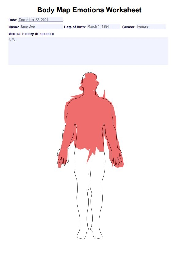 Emotions Body Map Activity for Young Learners to Identify Feelings in Their Bodies A second grade student's emotions body map worksheet showing a blank human figure outline with a color key for different feelings like happy, sad, angry, and scared