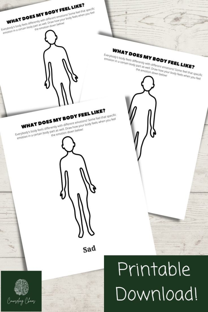 Emotions Body Map Worksheet Activity 6 Second grade student coloring an emotions body map to identify physical feelings in science class