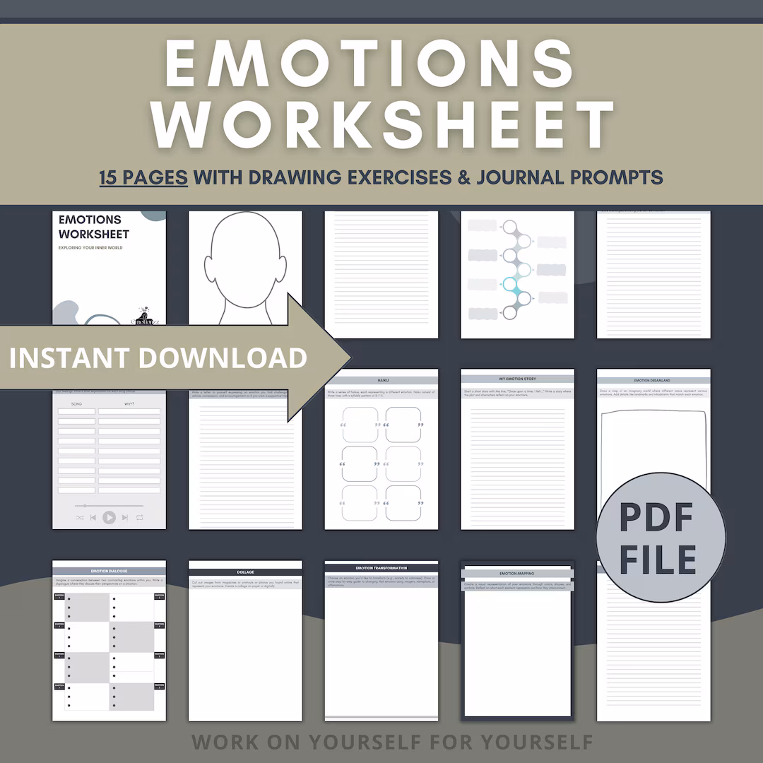 Reading worksheet for Pre-K Pre-K students working on their Emotions Journal worksheet, creating a colorful cover and drawing. Emotions Journal worksheet for young learners, featuring a cover design and drawing prompt.