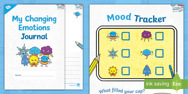 Cover design and drawing prompt for an Emotions Journal worksheet aimed at young learners Emotions Journal worksheet for Pre-K students featuring a creative cover design and drawing prompt