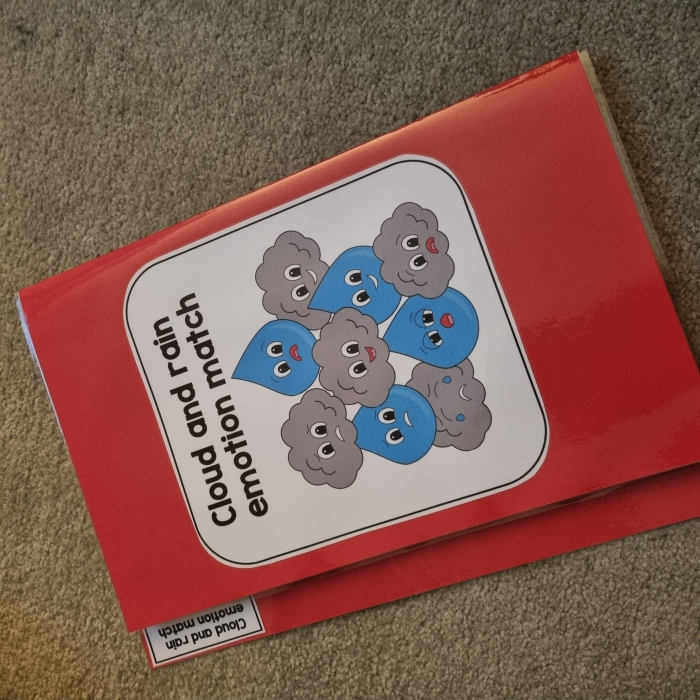 Kindergarten worksheet showing emotions compared to weather patterns with sunny happy faces and cloudy sad expressions