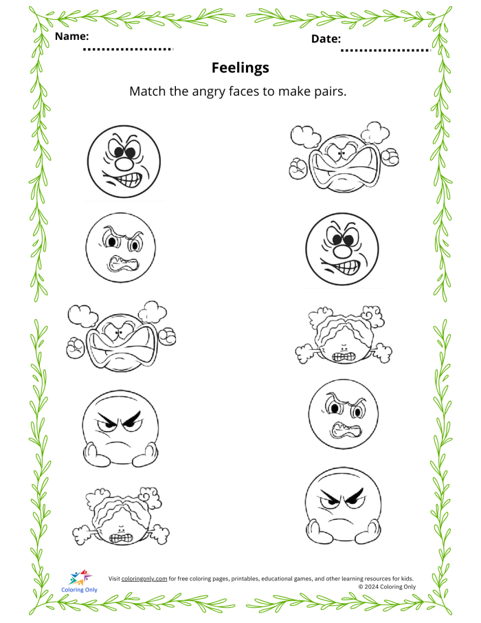Kindergarten student drawing happy and sad faces on an emotions worksheet for social emotional learning