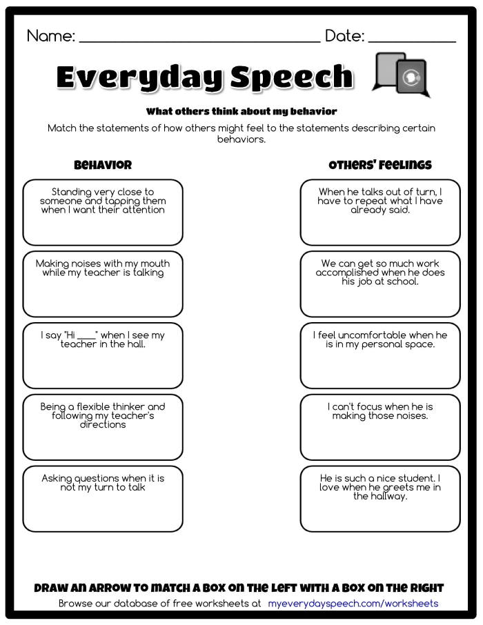 Grammar and Mechanics worksheet for Kindergarten Worksheet for kindergarten students focusing on understanding the perspectives of others. A helpful tool for social emotional learning in early education.