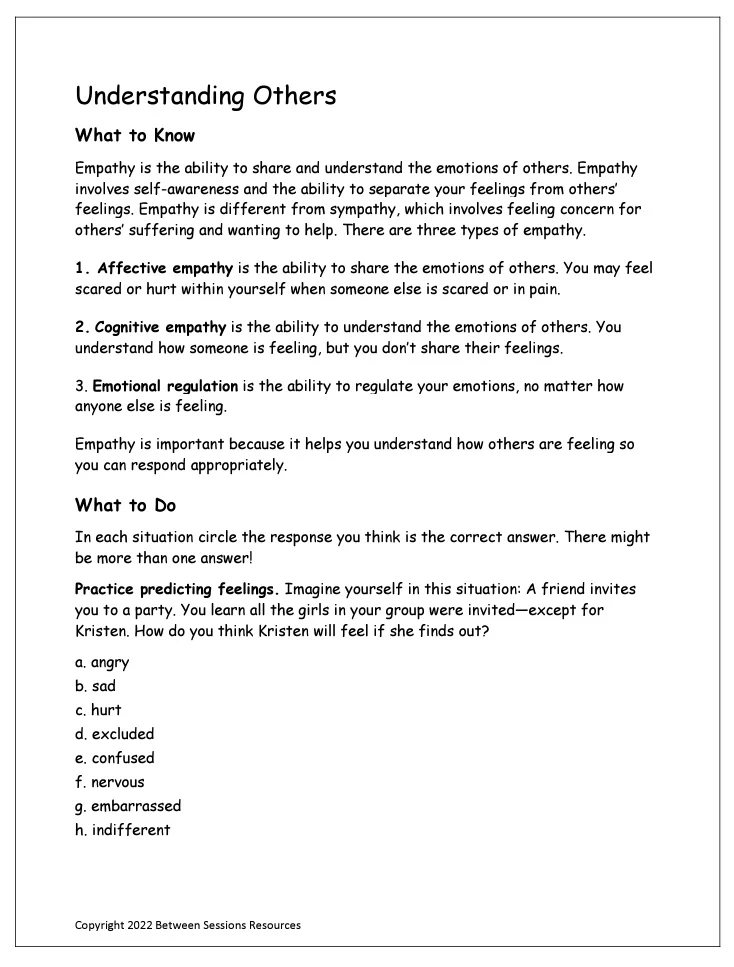 Understanding Others Worksheet for Kindergarten Grammar and Social Emotional Learning Kindergarten worksheet focusing on empathy and understanding perspectives of friends and family