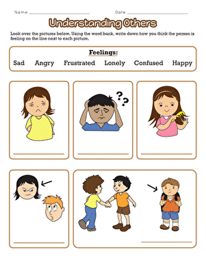 Worksheet illustrating the concept of empathy and perspective-taking for fourth graders