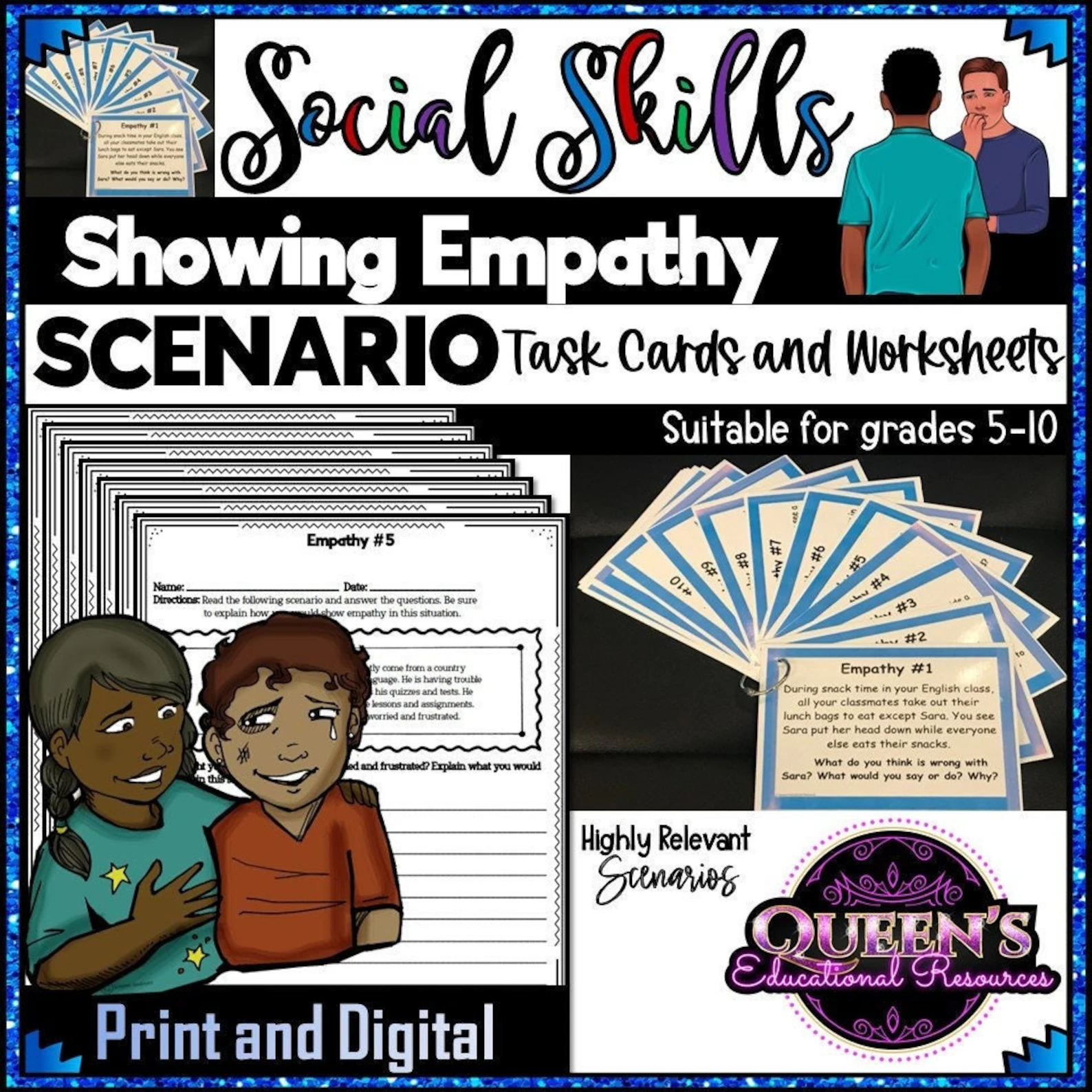 Empathy Scenarios worksheet for second graders focusing on social emotional learning