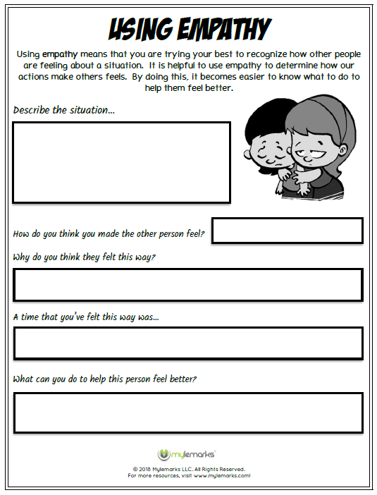 Empathy Scenarios worksheet for second graders exploring feelings through fictional characters