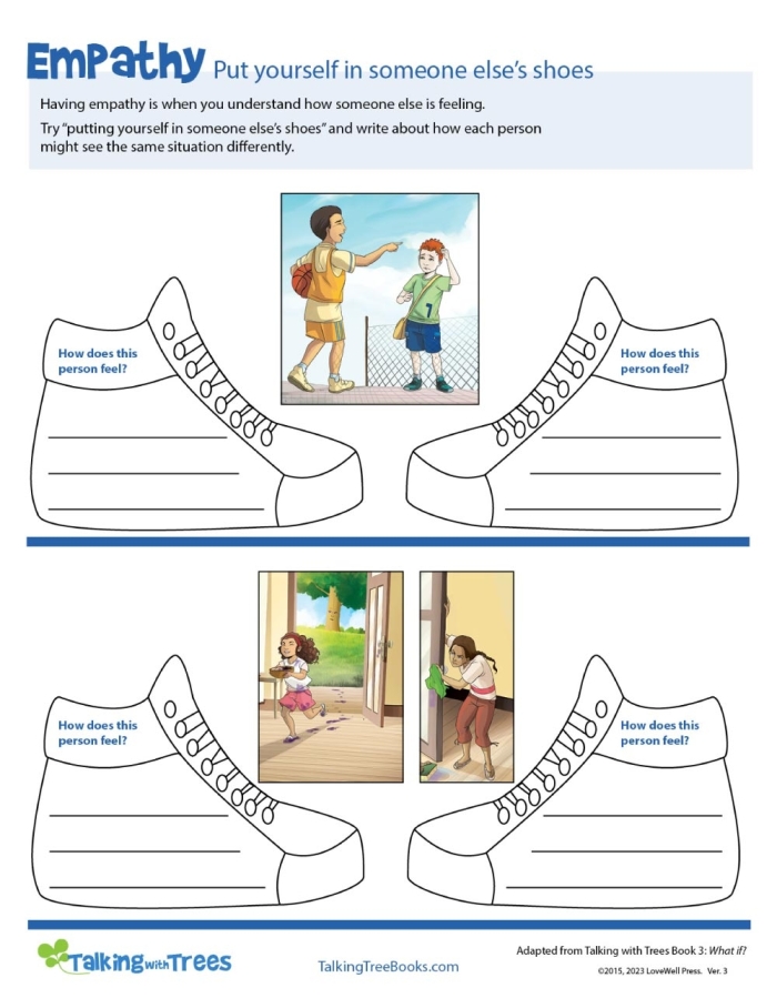 Empathy Scenarios worksheet for second graders focusing on social emotional learning
