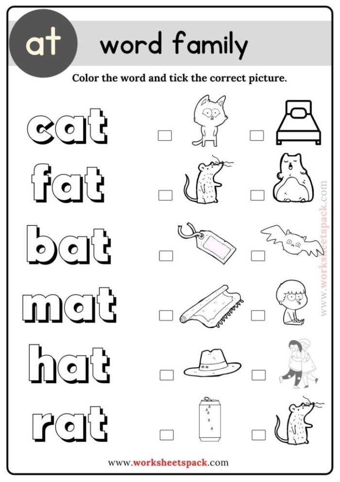 Kindergarten worksheet featuring writing practice for the en word family