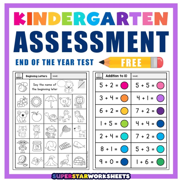 End of Year Assessment worksheet for counting and number writing skills in Spanish for kindergarten students