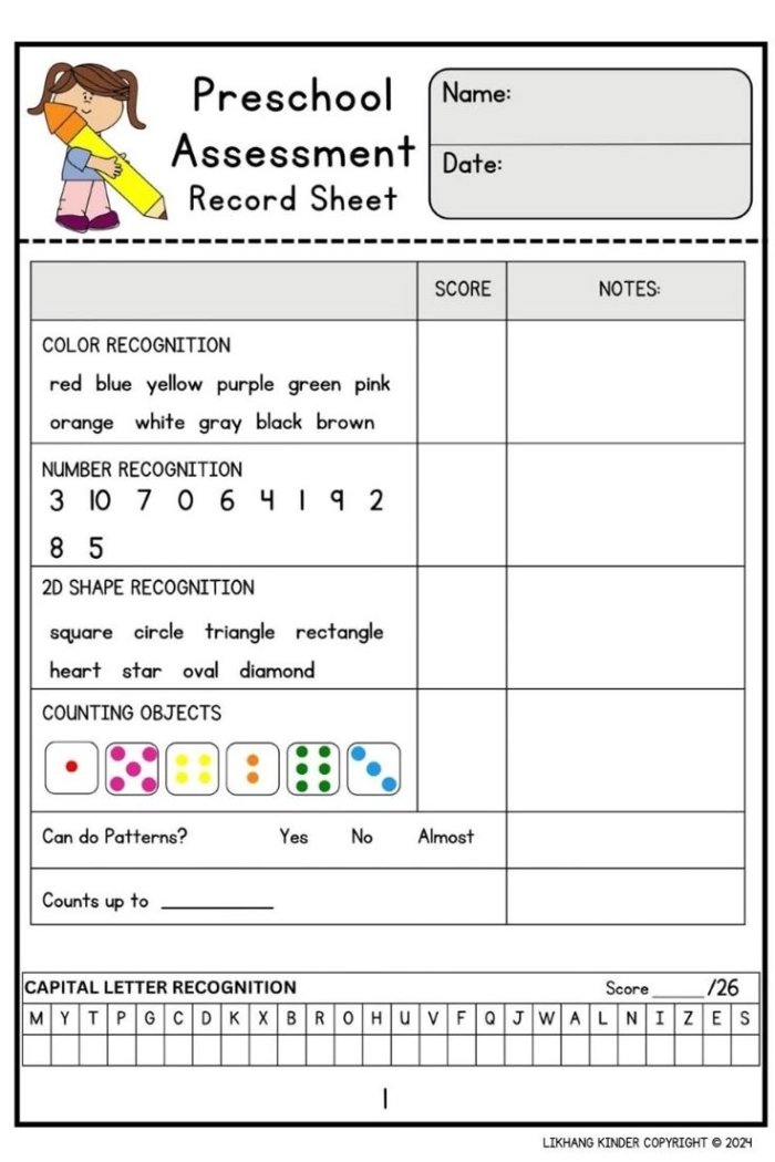 End of Year Assessment worksheet for counting and number writing skills up to 100 in Spanish for kindergarten students