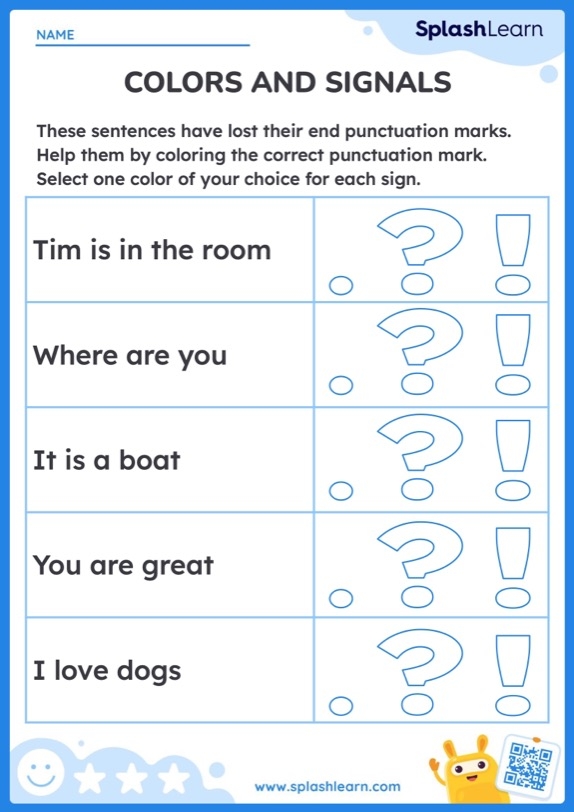 Engaging end punctuation activity for students in grade three End punctuation worksheet for third graders focusing on grammar skills