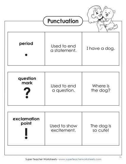 Engaging grammar match-up activity on end punctuation for students End punctuation worksheet for third graders focusing on grammar skills