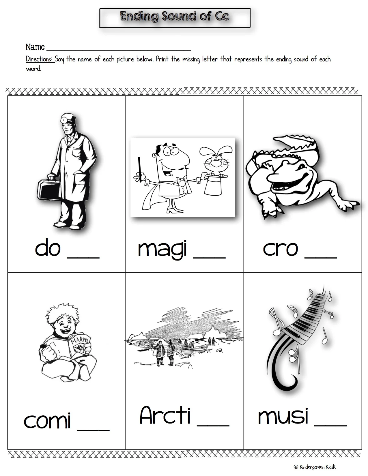 End Sounds Learning Activity 6 for Beginning Readers Pre-K students identifying ending sounds of pictures to build phonemic awareness and spelling foundations
